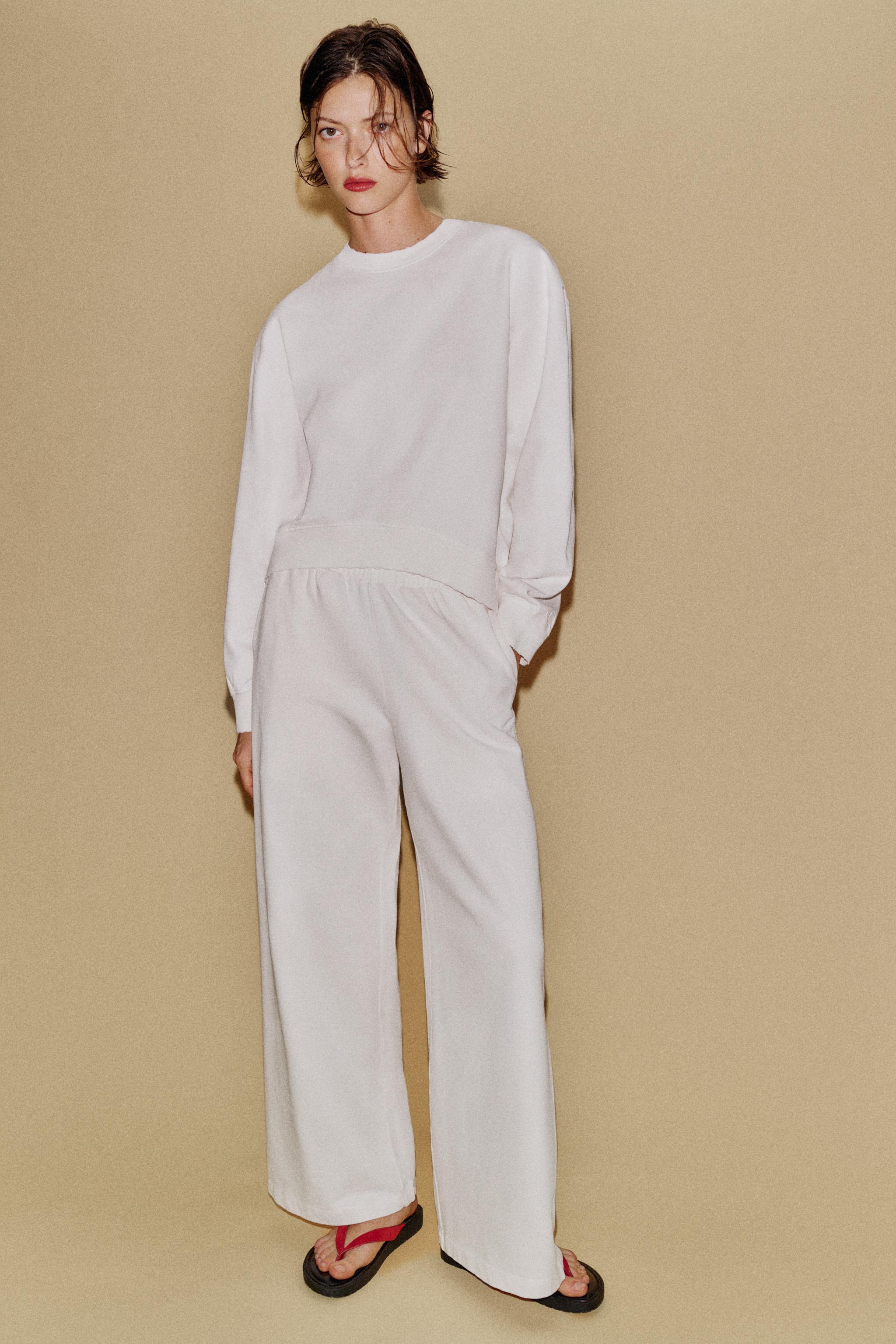 WASHED EFFECT WIDE LEG PANTS